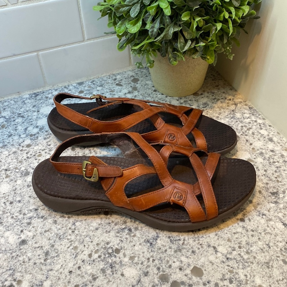 Merrell brown leather sandals womens size 6